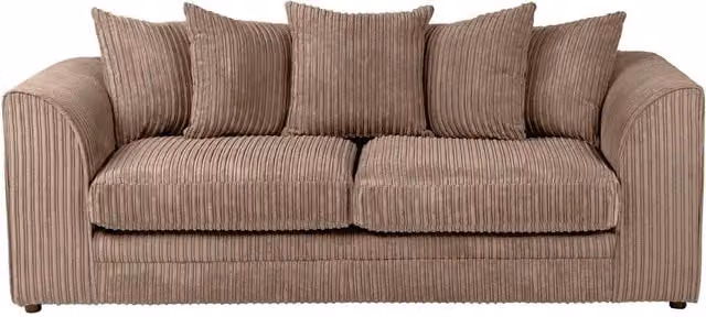 LUXURY LIFE Dylan 3 Seater Sofa in Light Brown Jumbo Cord Fabric with Solid Wood Frame W/D/H: 190 x 90 x 76 cm – 1