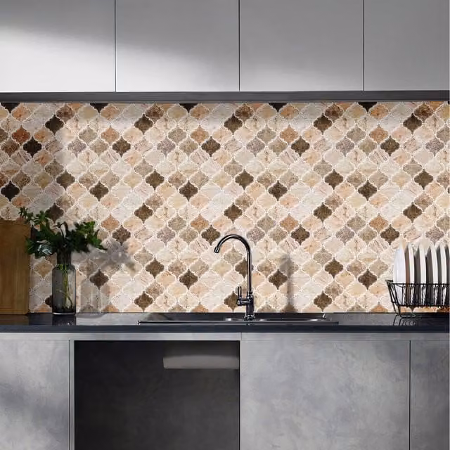 Lifeideas 10 Piece Geometric Self Adhesive Backsplash Wall Stickers in Brown, 30.5 cm