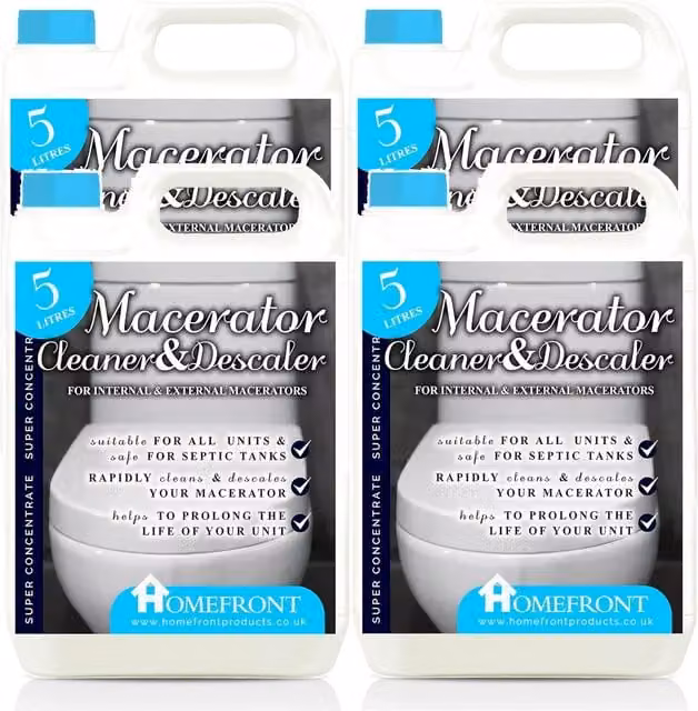 Homefront Macerator Cleaner and Descaler for Internal and External Use, White/Transparent, 4 Pack