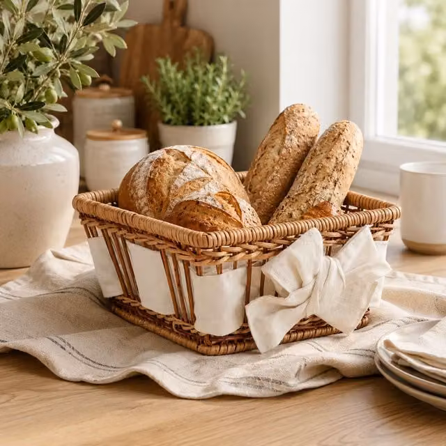 Orsina Small Fern Basket in Beige and Brown Open Weave Rattan – 2