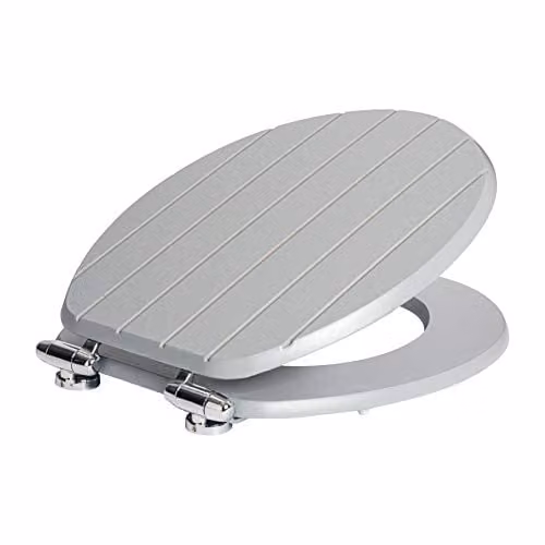 Harbour Housewares Soft Close Oval MDF Wooden Toilet Seat in Grey
