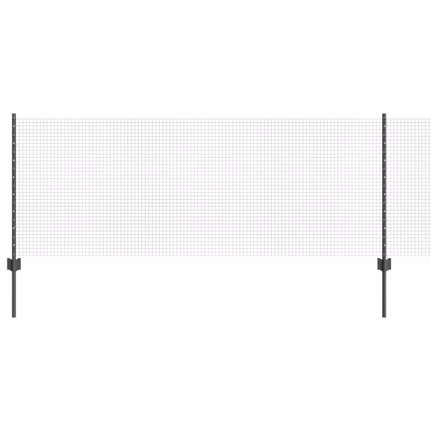 Berkfield Home Grey Steel Welded Wire Fence with 11 U-Profile Posts, W: 25 m, H: 0.8 m – 2