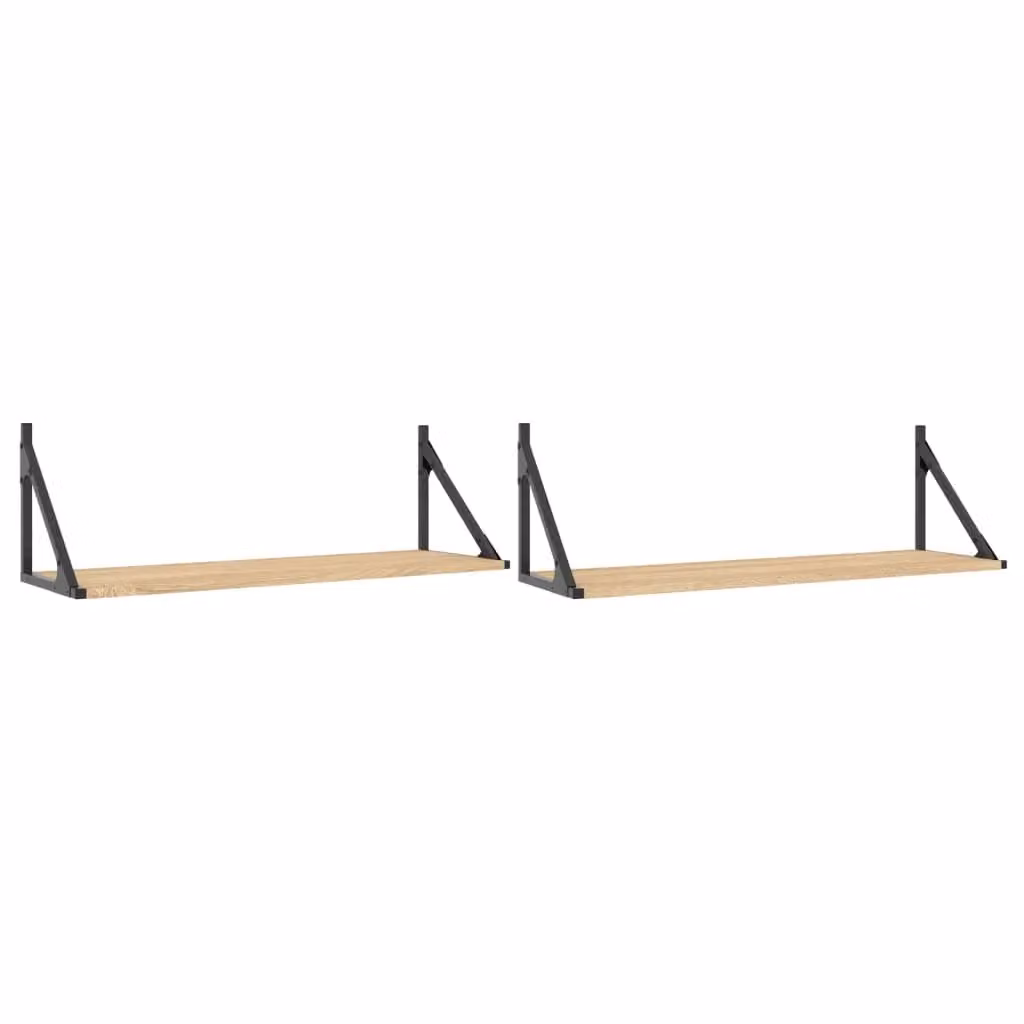 Berkfield Home Wall Shelves, 2 Piece Sonoma Oak Brown Engineered Wood, W: 80 cm, D: 25 cm, H: 25.5 cm – 2