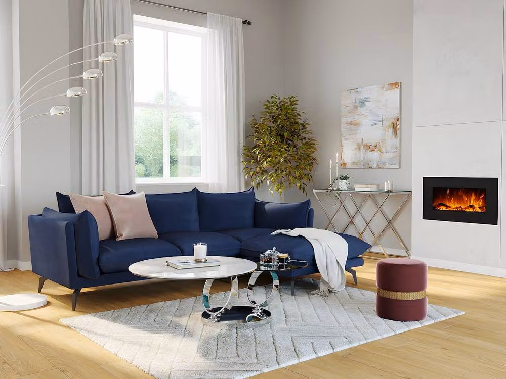 Vente-unique CHANDELA Electric Wall Fireplace, Black, W: 84 cm, D: 14 cm, H: 45 cm – 4