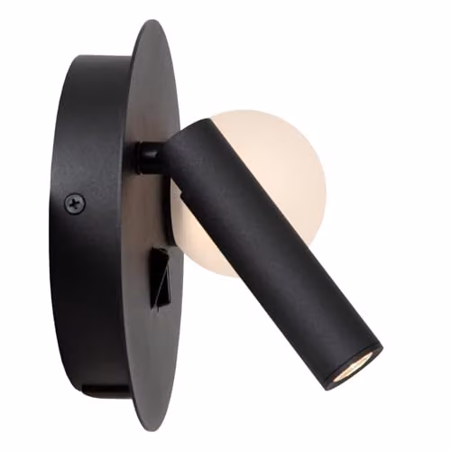 Lucide Matiz Black LED Wall and Bedside Lamp with USB Charging Point, 3000K Warm White, Diameter: 16.5 cm – 4