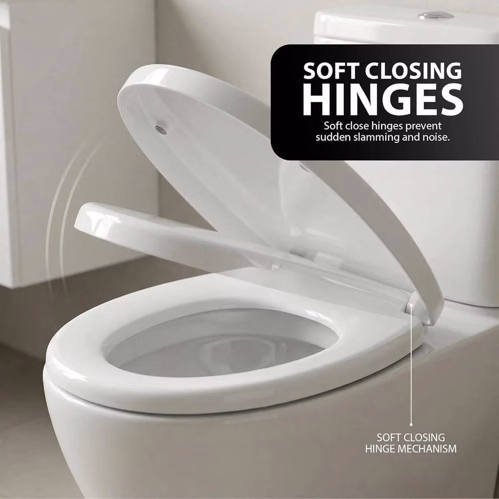FLAVORA Universal Luxury Slow Soft Close Toilet Seat in White – 5