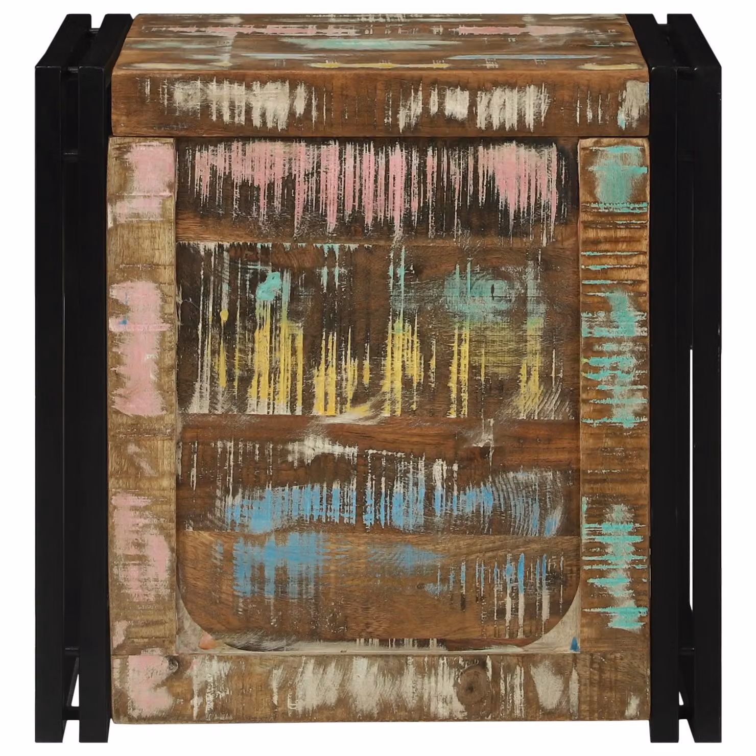 Berkfield Home Rustic Solid Reclaimed Wood Storage Chest in Brown and Black, W/D/H: 50 x 50 x 50 cm – 4