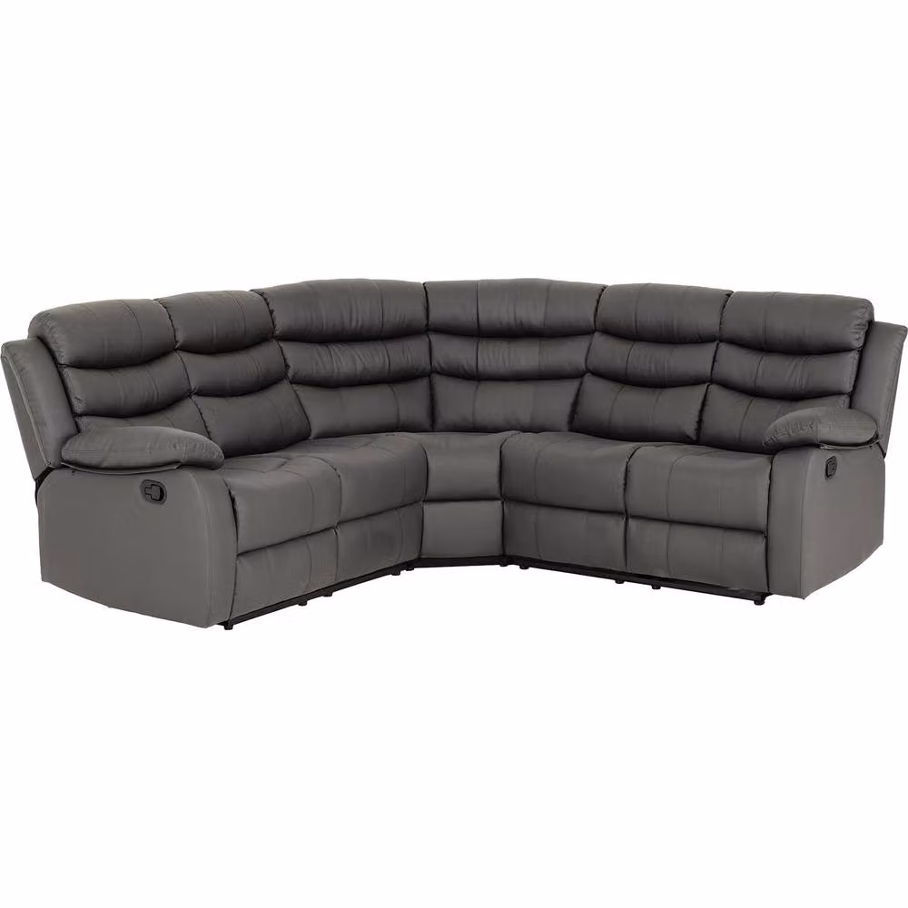 Seconique Roma Grey Faux Leather L-Shape Corner Recliner Sofa – 2