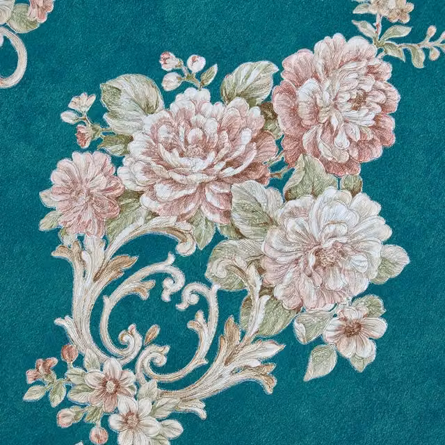 Livingandhome Vintage Botanical Floral Non-Woven Damask Wallpaper Roll, Green