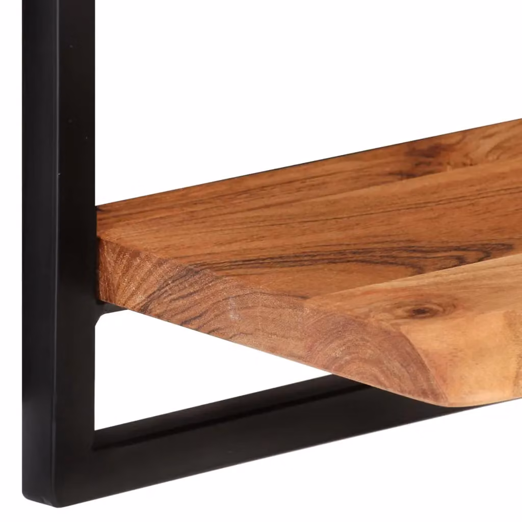 Berkfield Home Set of 2 Industrial Wall Mounted Shelves in Brown Acacia Wood and Steel, W: 60 cm, D: 25 cm, H: 35 cm – 3