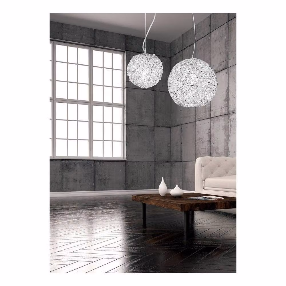 Netlighting ASTRA Dome Pendant Ceiling Light in Grey with Chrome and Crystals, W: 35 cm, H: 37 cm