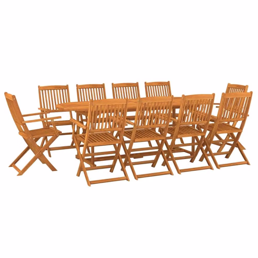 Berkfield Home 11 Piece Rustic Garden Dining Set in Brown Oiled Solid Acacia Wood – 2