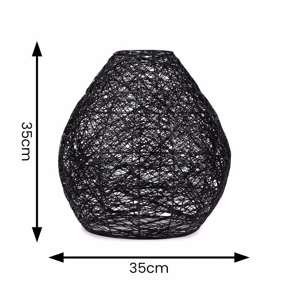 ValueLights Hopper Black Paper Rope Easyfit Pendant Light Shade, Diameter: 35.56 cm – 4