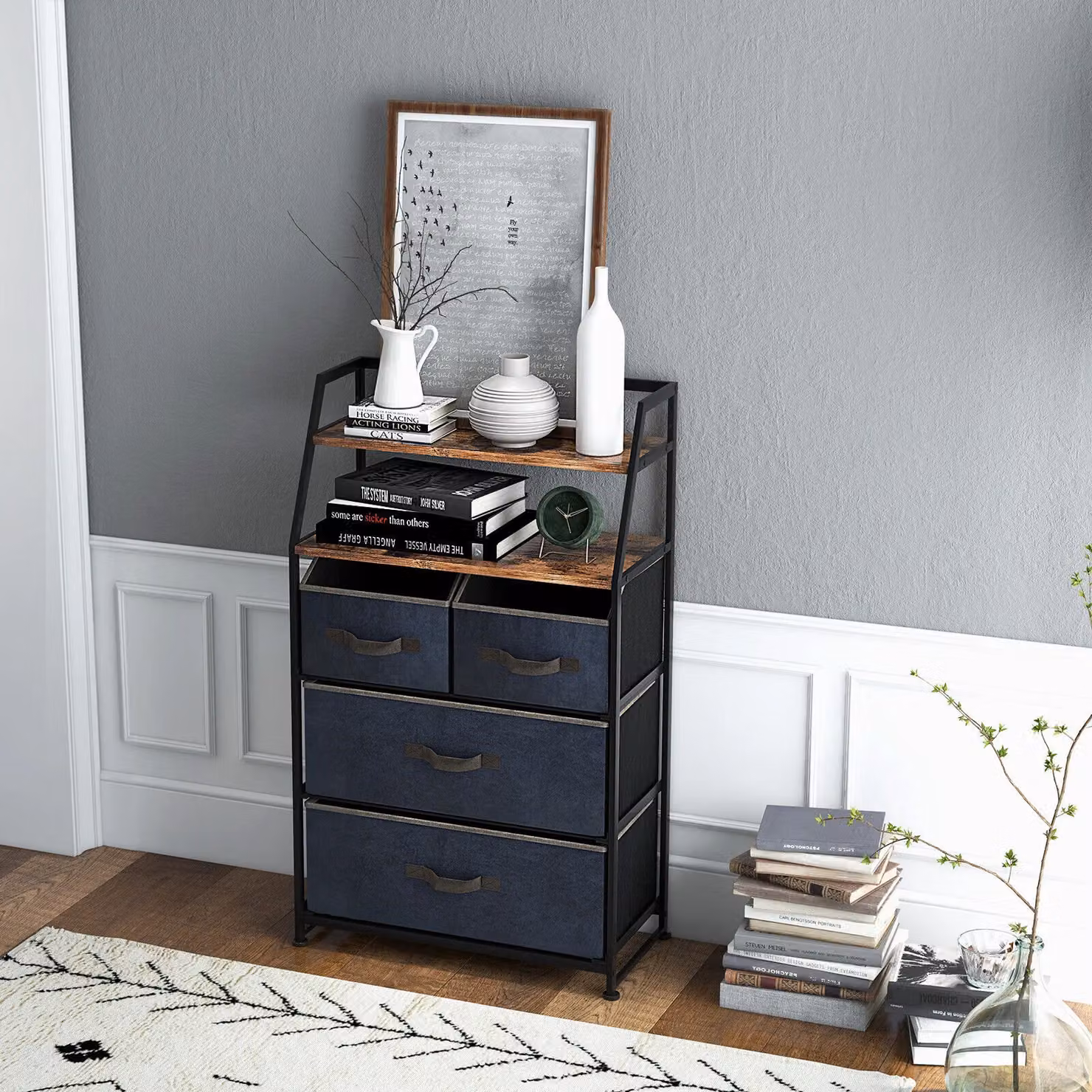 Costway Brown Industrial Freestanding Chest of Drawers and Bedroom Storage Cabinet – 4