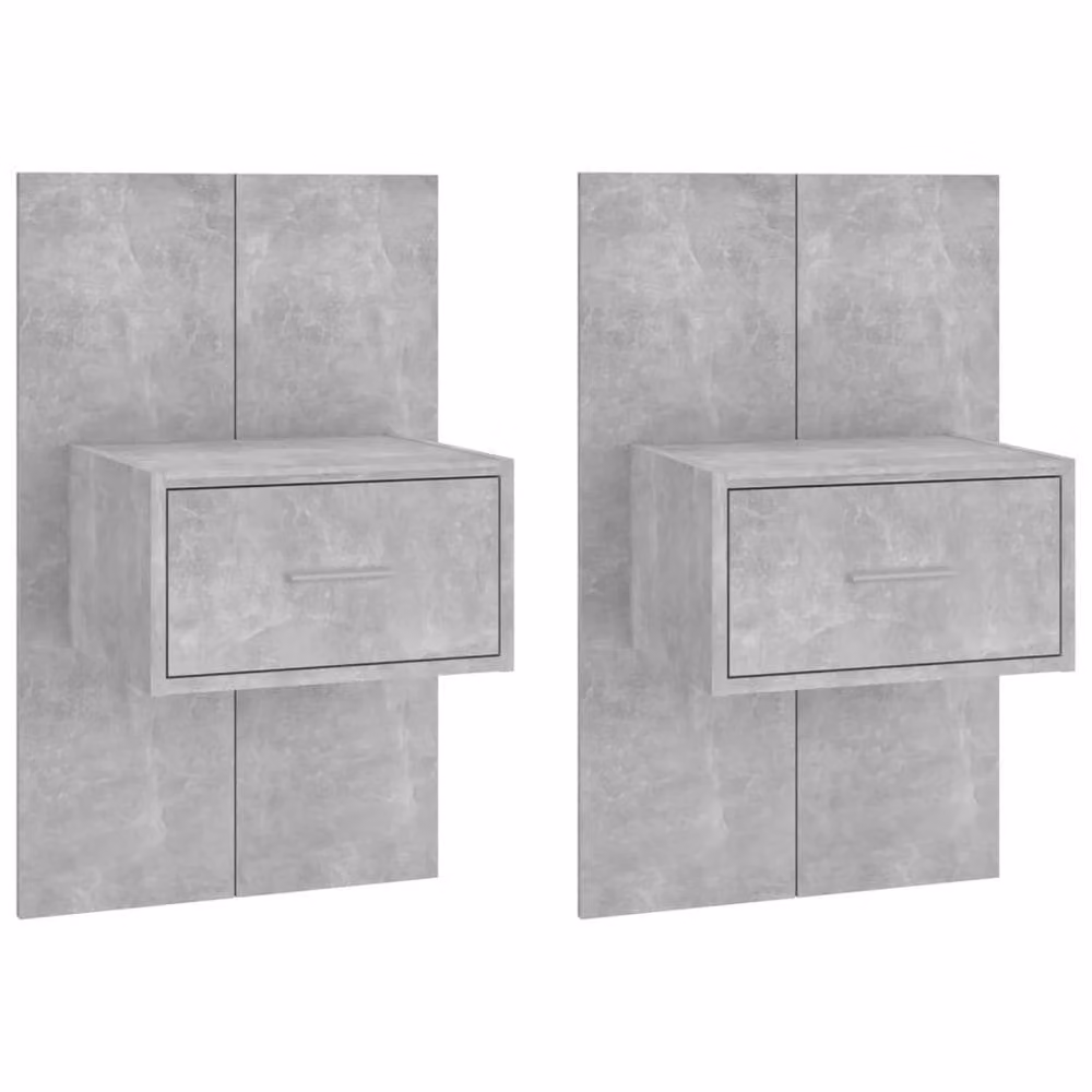 Berkfield Home Set of 2 Wall-mounted Bedside Cabinets, Concrete Grey, W/D/H: 48.5 x 32.5 x 80 cm – 2