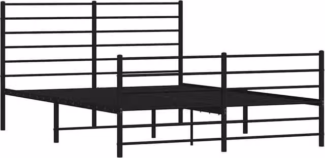 Berkfield Home Metal Bed Frame with Headboard and Footboard in Black, W/D/H: 160 x 200 x 90 cm