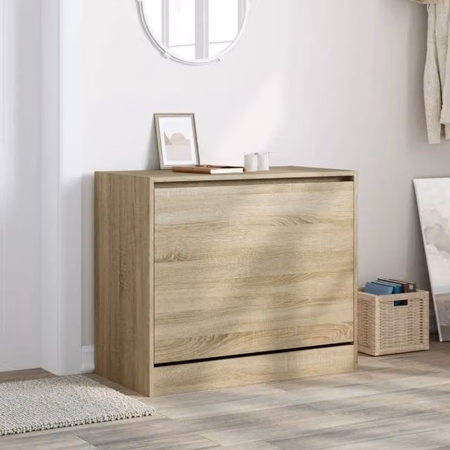 Berkfield Home Sonoma Oak Shoe Cabinet in Beige, W/D/H: 80 x 42 x 69 cm – 1