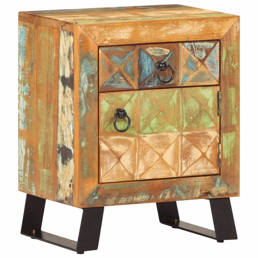 Berkfield Home Bedside Cabinet in Multicolour Solid Reclaimed Wood, W/D/H: 40 x 30 x 50 cm – 2
