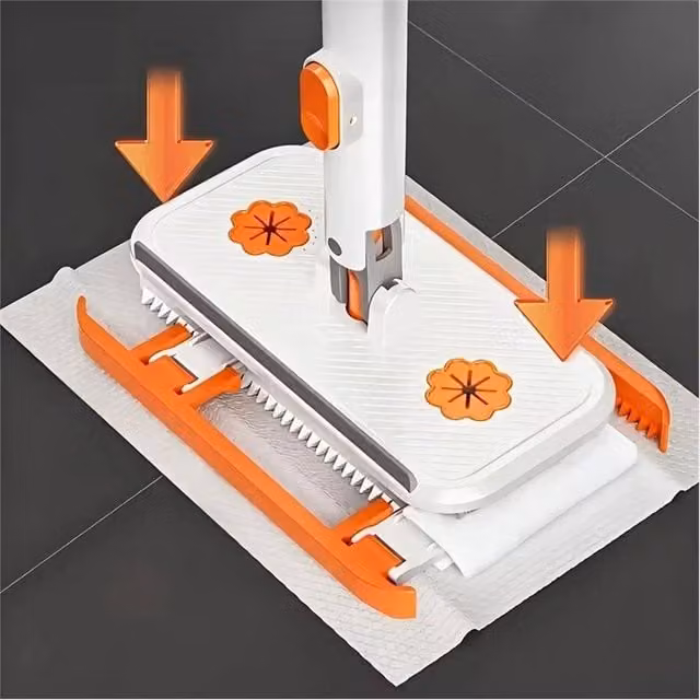 KORVIXA Automatic Hands-Free Mini Mop with Refillable Head in Orange