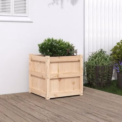 vidaXL Brown Wooden Garden Planter Tub W/D/H: 50 x 50 x 50 cm – 2