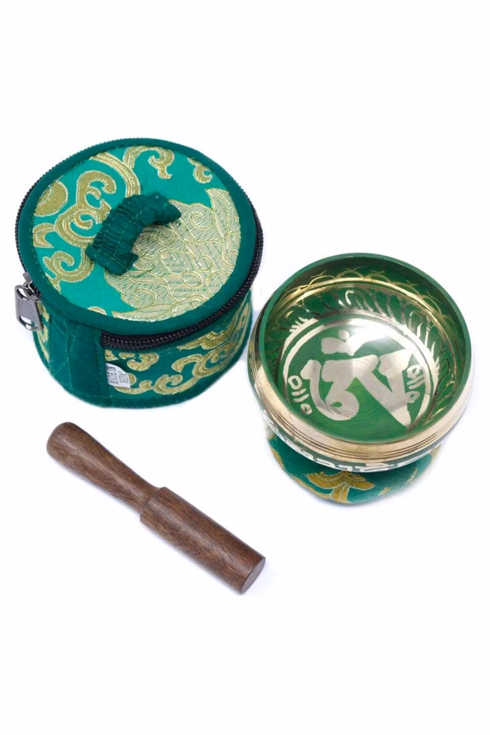KDMD Mini Green Metal Singing Bowl Gift Set with Cushion and Stick – 2