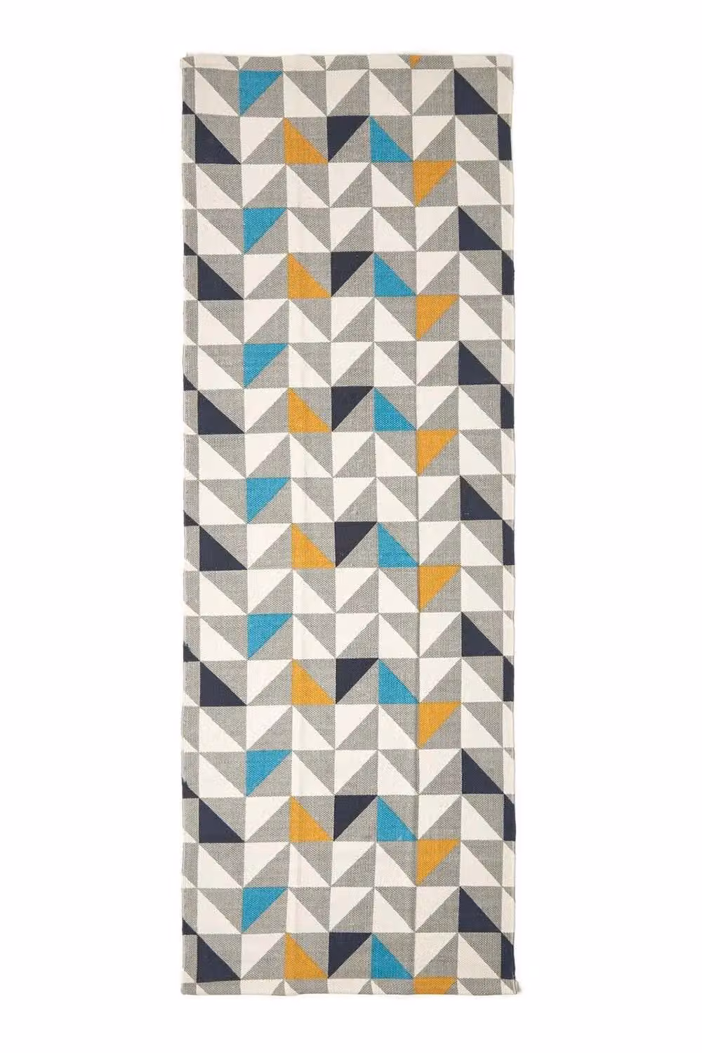 Homescapes Copenhagen Geometric Scandi Printed Cotton Hall Runner in Blue, Yellow, Grey and White, W: 66 cm, L: 200 cm – 2