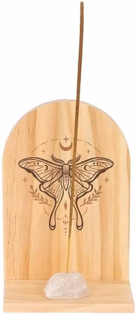 Something Different Natural Luna Moth Wooden Incense Holder Shelf in Beige