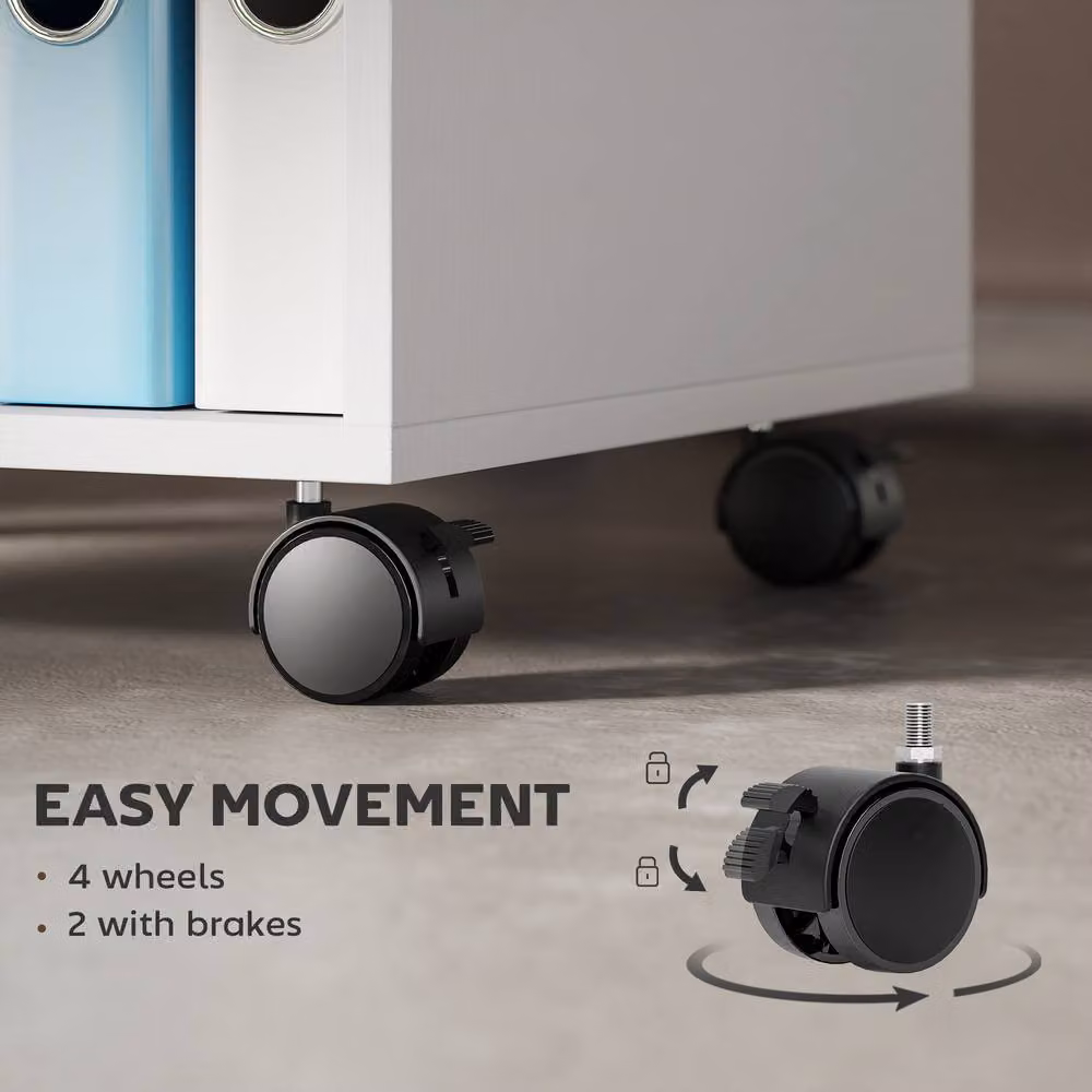 STILVORA Printer Stand with Storage and Castors, White – 5
