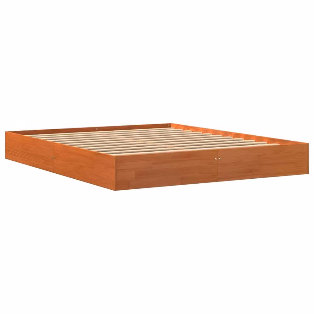 Berkfield Home Wax Brown Solid Pine Wood Bed Frame W: 160 cm, D: 200 cm – 3