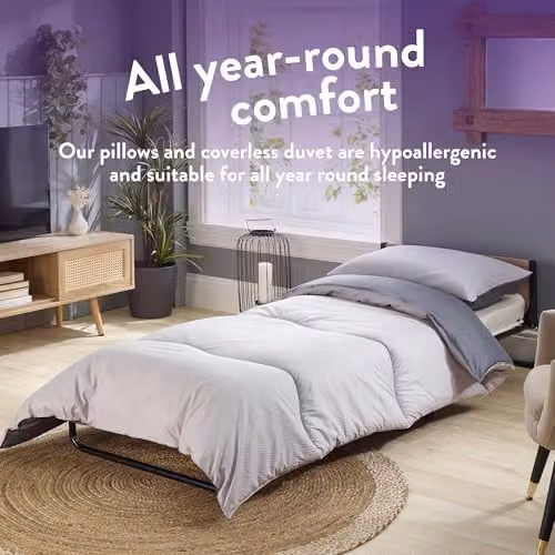 Slumberdown Back to Uni Grey Embossed Double Bed Set with 10.5 Tog Coverless Duvet, 2 Pillows and 2 Pillowcases, W/D/H: 200 x 200 cm – 3