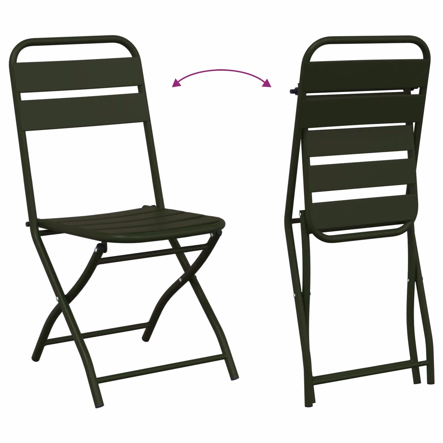 Berkfield Home Folding Garden Chairs, 2 Pack, Dark Green, W/D/H: 42 x 35 x 82 cm – 6