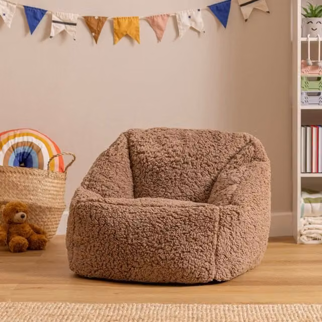 ICON 2-Pack Kids Berber Bouclé Armchair Beanbags in Brown