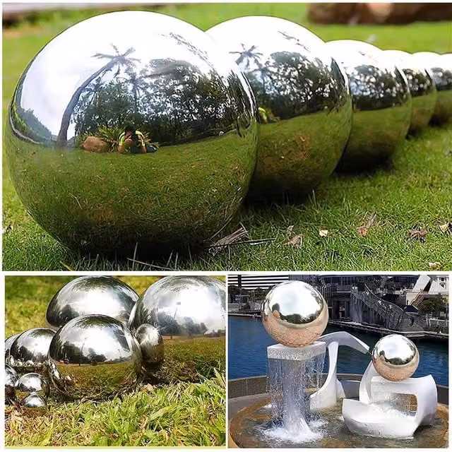SPETLEK Set of 6 Stainless Steel Garden Gazing Balls in Silver