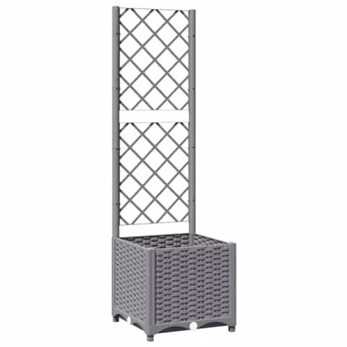 vidaXL Garden Planter with Trellis in Grey, W/D/H: 40 x 40 x 136 cm – 1