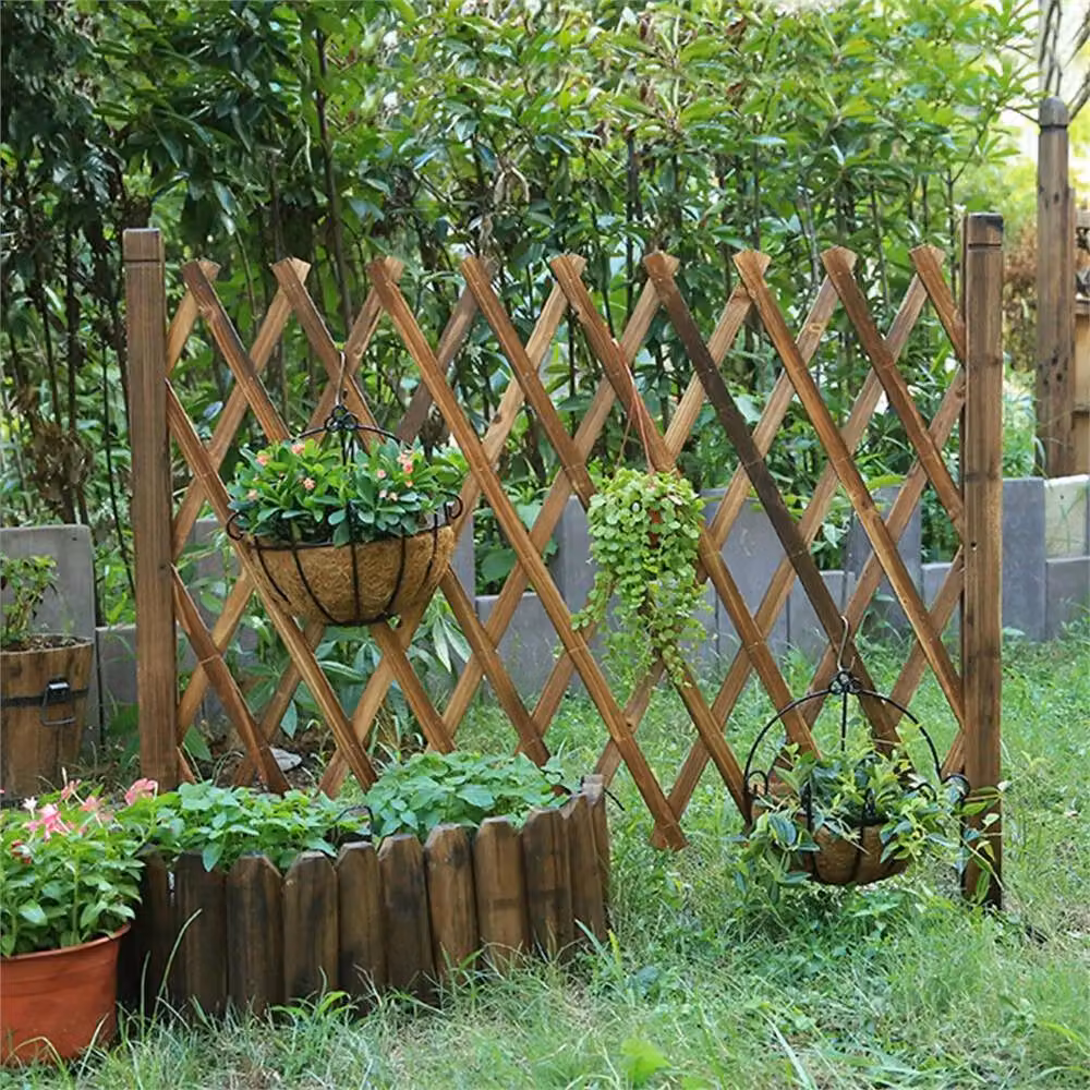 Nordara Brown Wooden Expanding Garden Trellis Freestanding Screen Divider W/H: 140 x 90 x 190 cm – 3