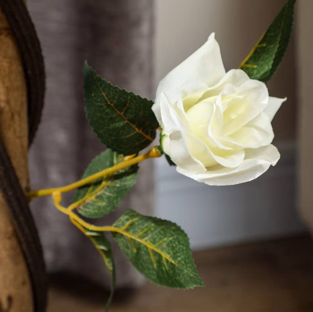 STILVORA Set of 2 White Artificial Rose Trees, Height: 90 cm – 7