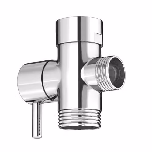 Nes Home Chrome Brass Bidet T-Adapter Diverter Valve with Lever for Toilet Sprayer