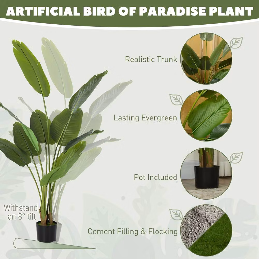 STILVORA Artificial Bird of Paradise Plant in Green Pot, Height: 160 cm – 4
