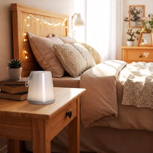 Happy Homewares Compact White Modern LED Colour Changing Rechargeable Touch Table Lamp with RGB Effect and IP44 Rating – 4