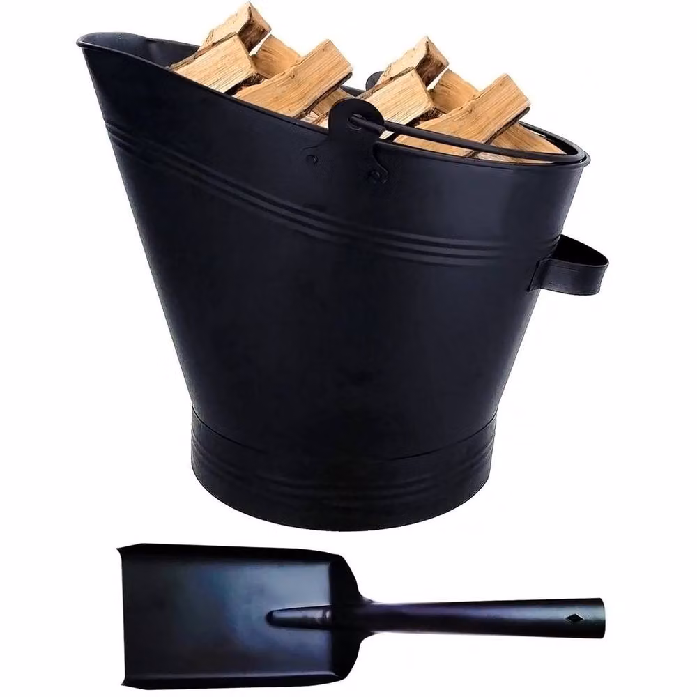 EONLION Black Steel Tall Bucket with Shovel and Handles – 4