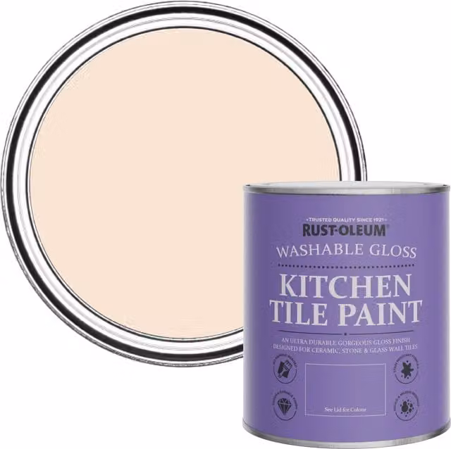 Rust-Oleum Water-Based Kitchen Tile Paint in Gloss Finish, Melrose Pink and Beige, 0.75 l
