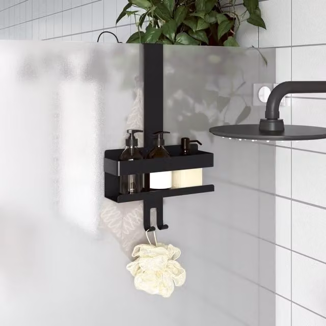 Berkfield Home Hanging Shower Caddy in Matt Black Brushed 304 Stainless Steel – 1