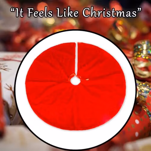 VFM e-Store Red Round Textile Christmas Tree Skirt, Diameter: 90 cm – 5