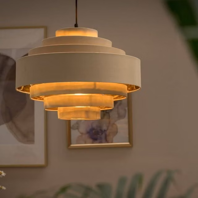 ValueLights Sette Mink Round Fabric Ceiling Pendant Shade in Taupe