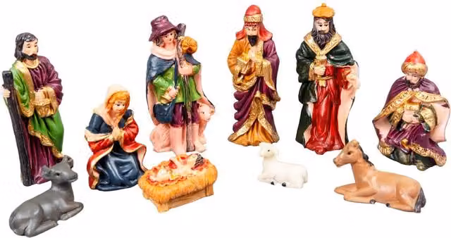 Shatchi Handmade Nativity Scene Wooden Stable Figurine, Multicolour Christmas Decoration – 10