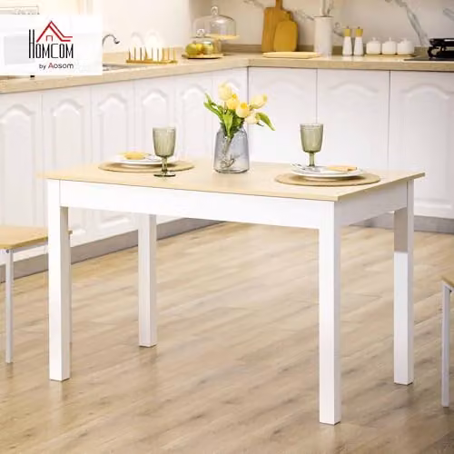 HOMCOM Modern Rectangular Oak Dining Table for 4 to 6 Adults, W/D/H: 120 x 70 x 75 cm – 2