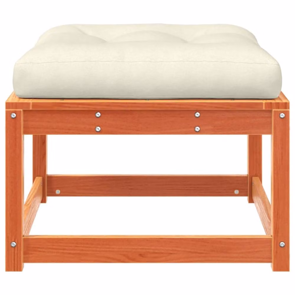 Berkfield Home Beautiful Garden Footstool with Cushions in Wax Brown Solid Pine Wood W/D/H: 73.0 x 78.0 x 83.0 cm – 2