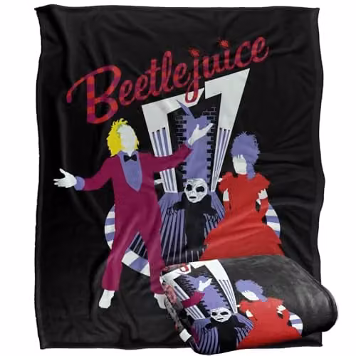 Warner Bros. Beetlejuice The Vows Super Soft Silky Touch Fleece Throw Blanket, Multicolour, W: 152.4 cm x D: 127.0 cm