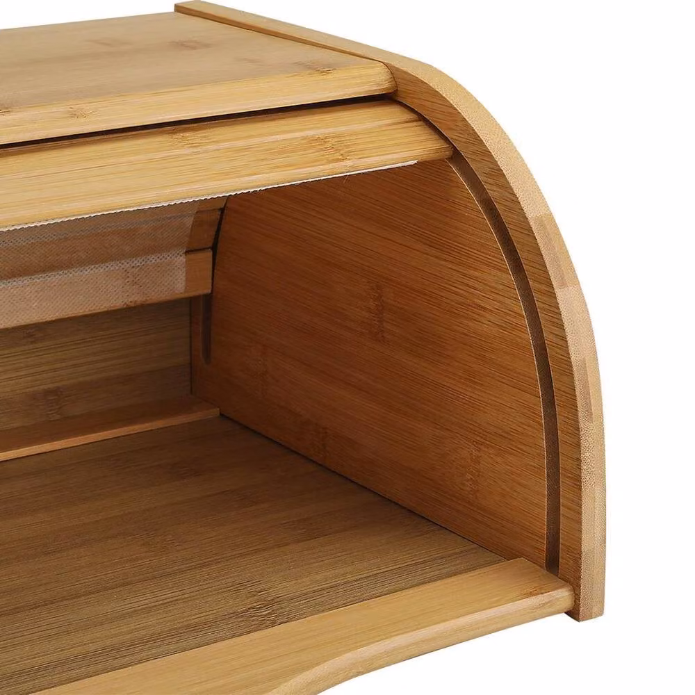 EONLION 1 Tier Bamboo Bread Bin and Kitchen Counter Rack in Brown, Width: 100 cm – 3