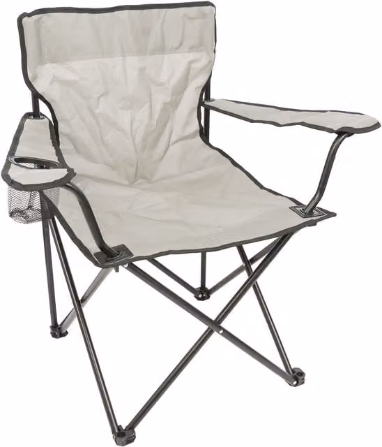 Harbour Housewares Folding Canvas Camping Chair with Armrests in Matt Black and Beige